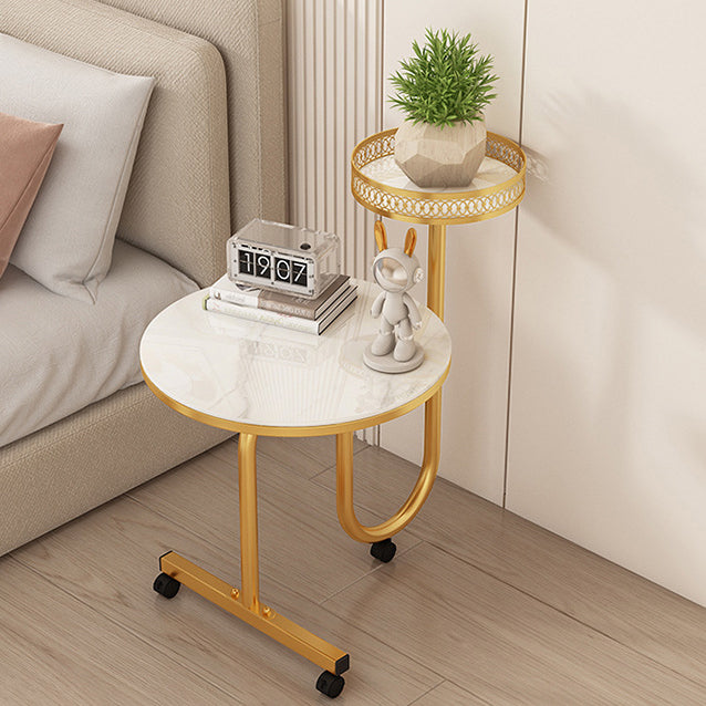 Luxury Rock Slab Iron Side Table