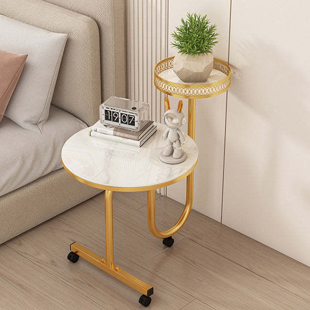 Luxury Rock Slab Iron Side Table