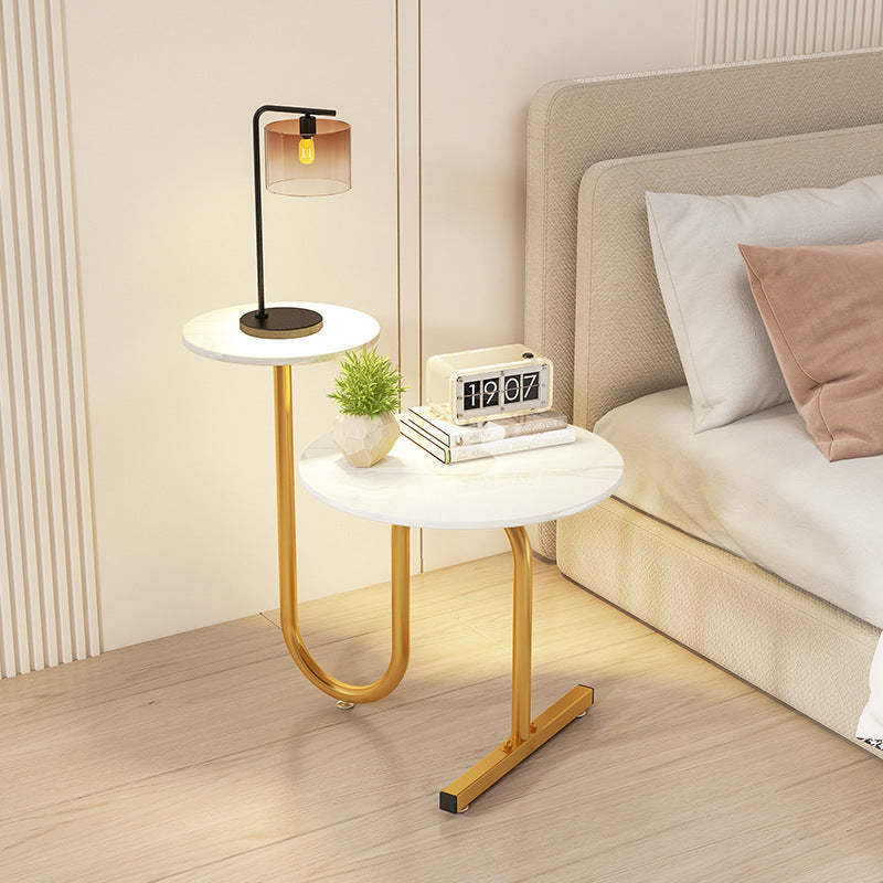Luxury Rock Slab Iron Side Table