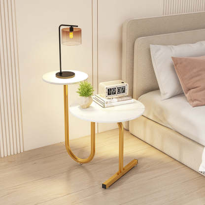 Luxury Rock Slab Iron Side Table
