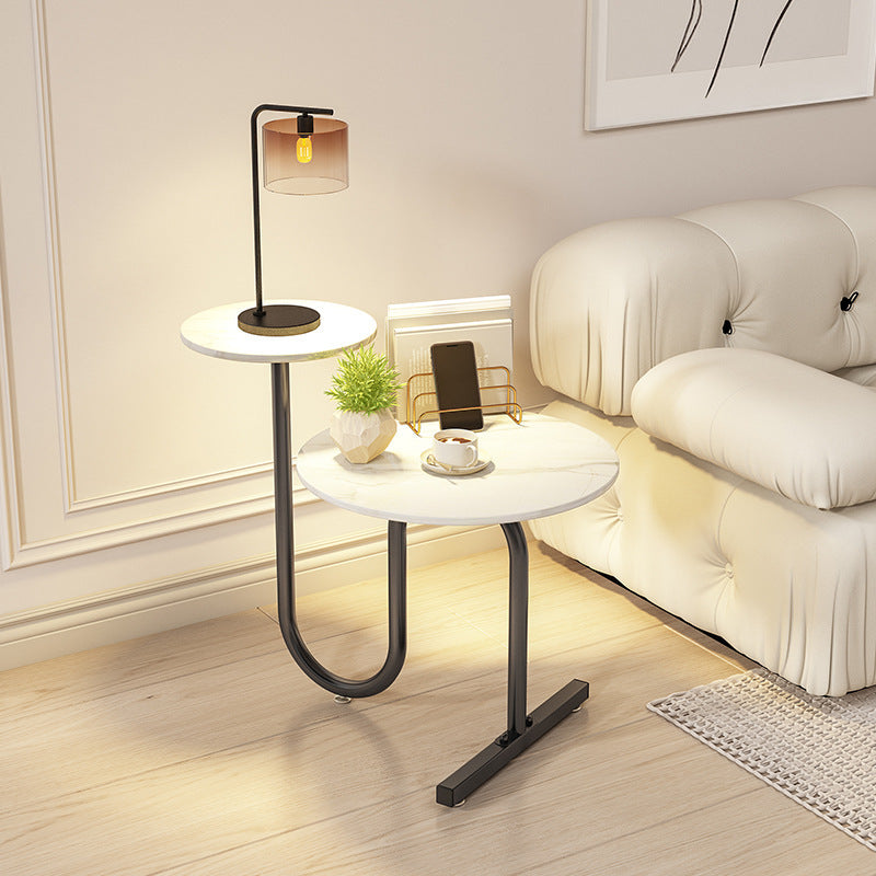 Luxury Rock Slab Iron Side Table