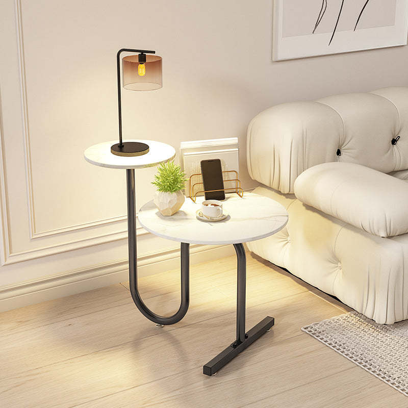 Luxury Rock Slab Iron Side Table