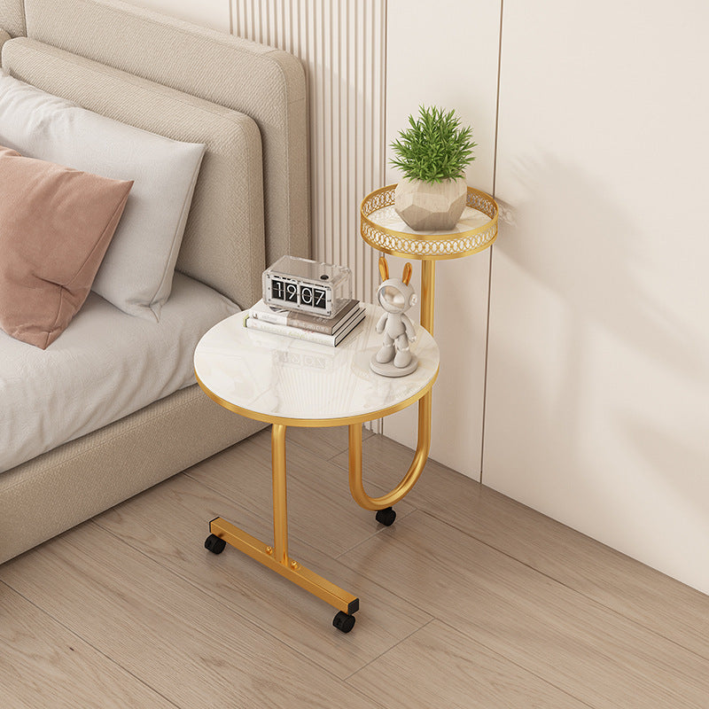 Luxury Rock Slab Iron Side Table