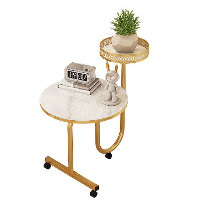 Luxury Rock Slab Iron Side Table
