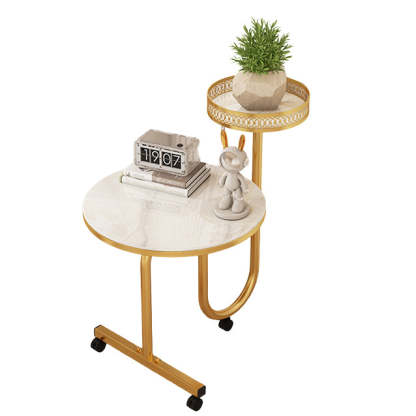 Luxury Rock Slab Iron Side Table
