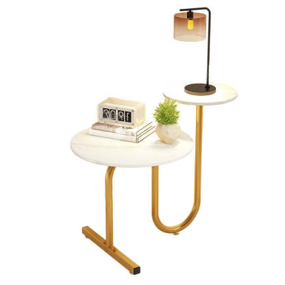 Luxury Rock Slab Iron Side Table