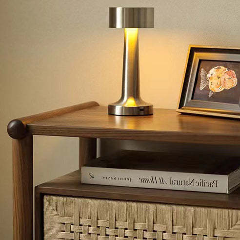 Japanese Black Walnut Rattan Nightstand 1-Drawer