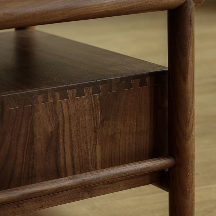Japanese Black Walnut Rattan Nightstand 1-Drawer