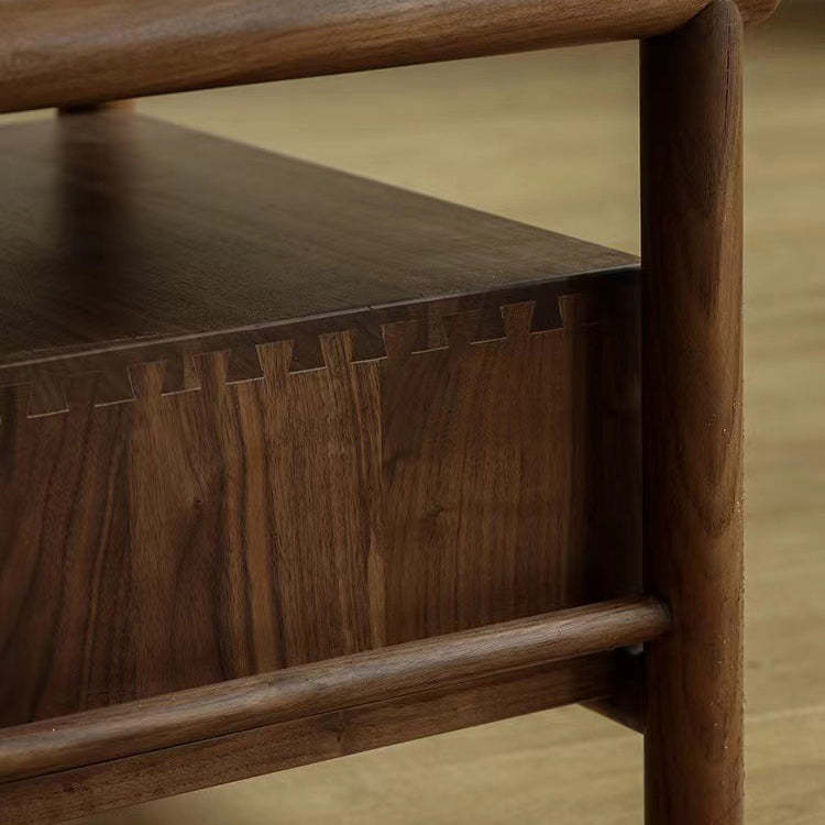 Japanese Black Walnut Rattan Nightstand 1-Drawer