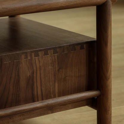 Japanese Black Walnut Rattan Nightstand 1-Drawer