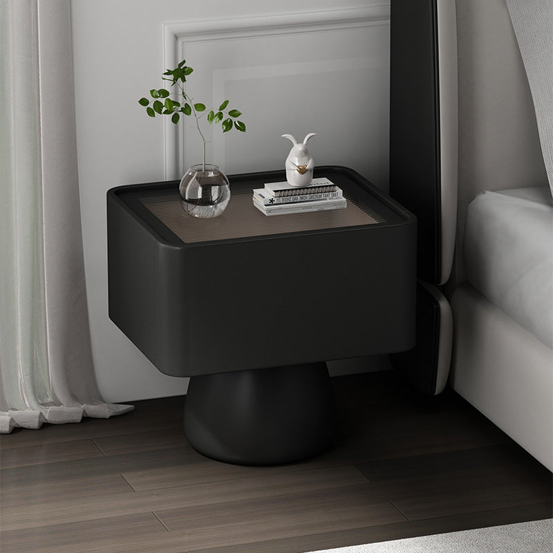 Modern Cone-Base Glass 1-Drawer Nightstand