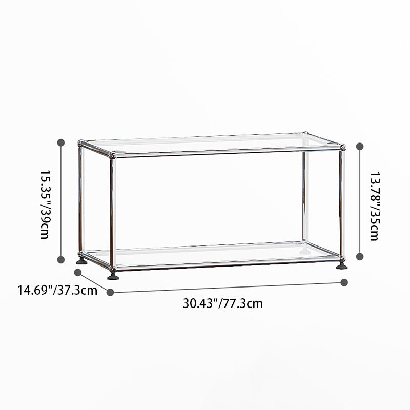 Modern Stainless Steel Glass Coffee Table 2-Tier