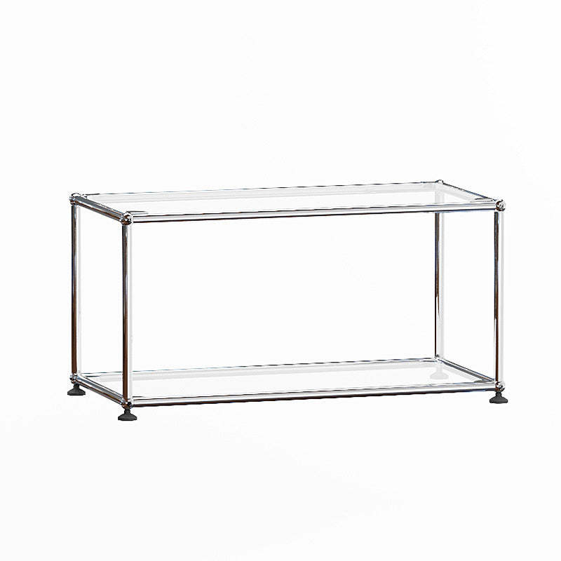 Modern Stainless Steel Glass Coffee Table 2-Tier