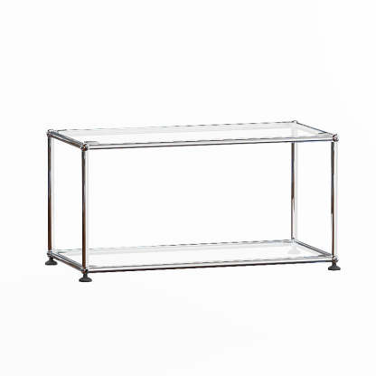 Modern Stainless Steel Glass Coffee Table 2-Tier