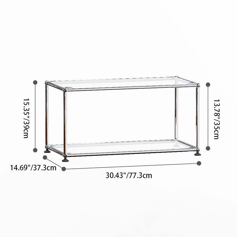 Modern Stainless Steel Glass Coffee Table 2-Tier