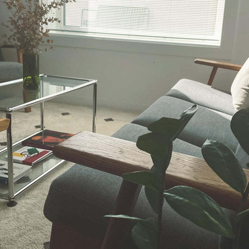 Modern Stainless Steel Glass Coffee Table 2-Tier