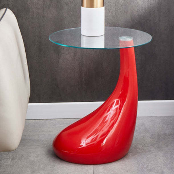 Round Glass Steel Pedestal Side Table