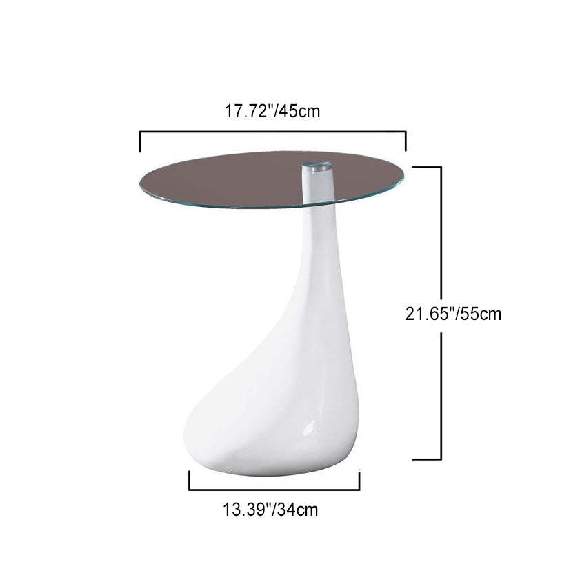 Round Glass Steel Pedestal Side Table