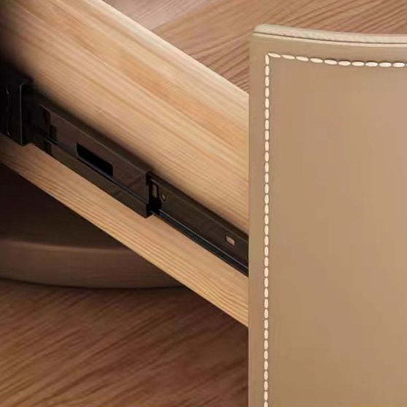 Luxury Rock Slab Saddle Leather Nightstand