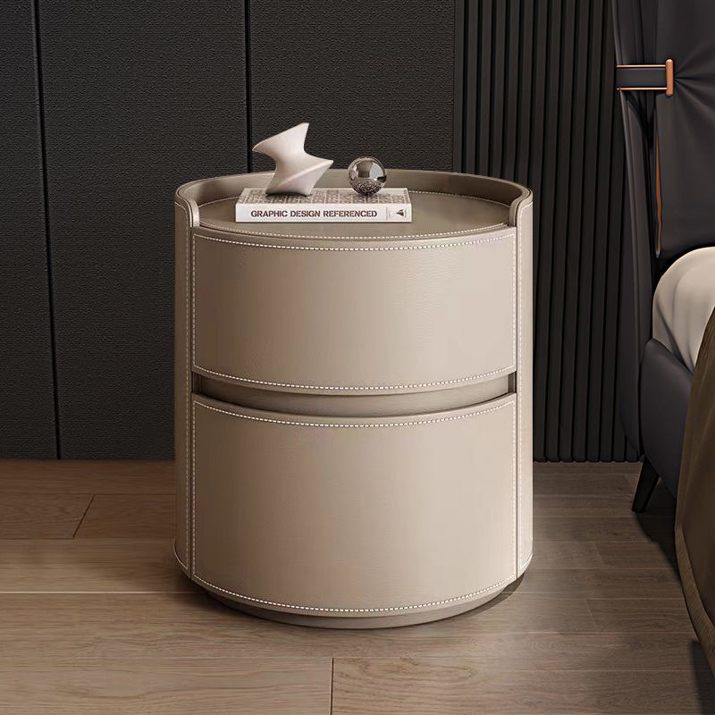 Luxury Rock Slab Saddle Leather Nightstand