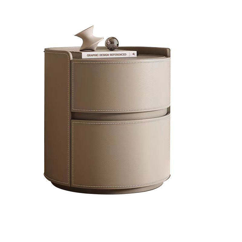 Luxury Rock Slab Saddle Leather Nightstand