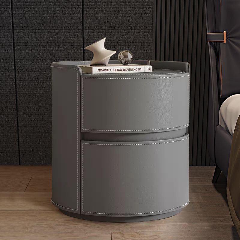 Luxury Rock Slab Saddle Leather Nightstand