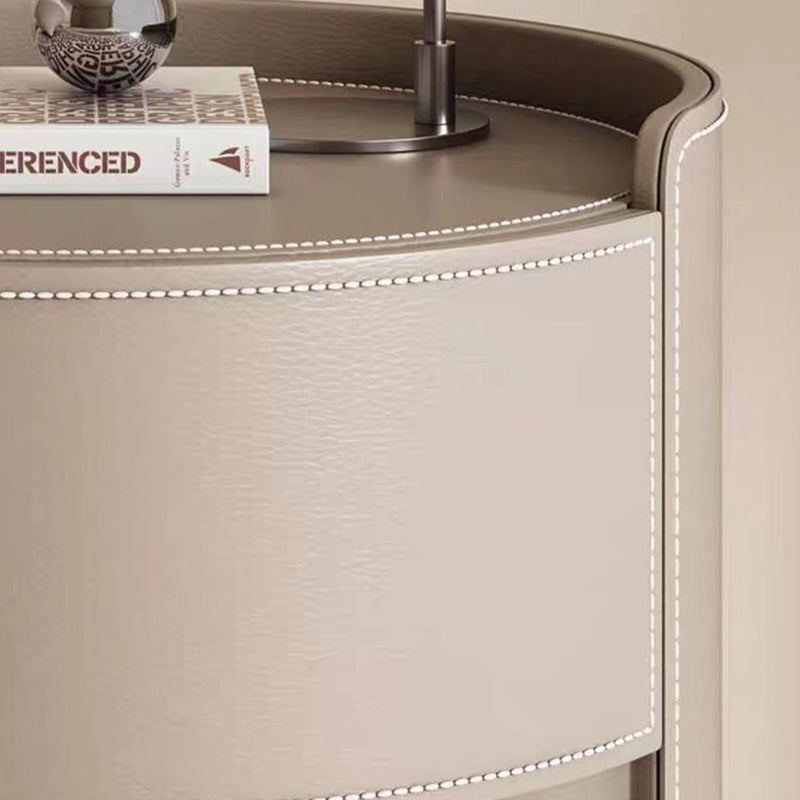 Luxury Rock Slab Saddle Leather Nightstand
