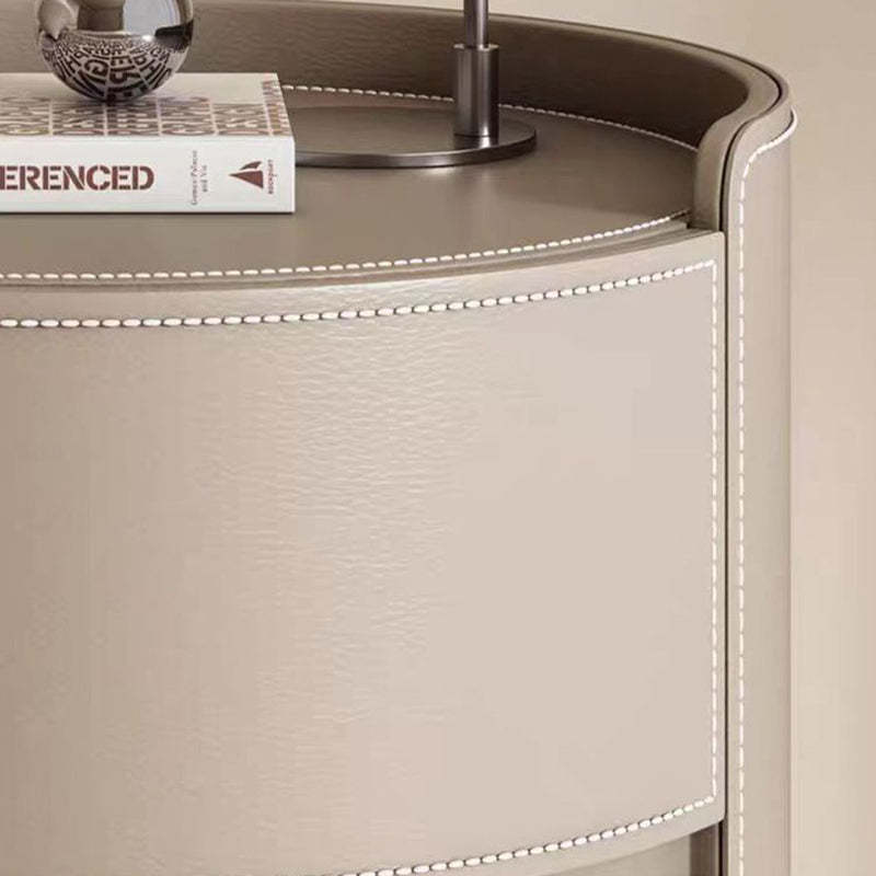 Luxury Rock Slab Saddle Leather Nightstand