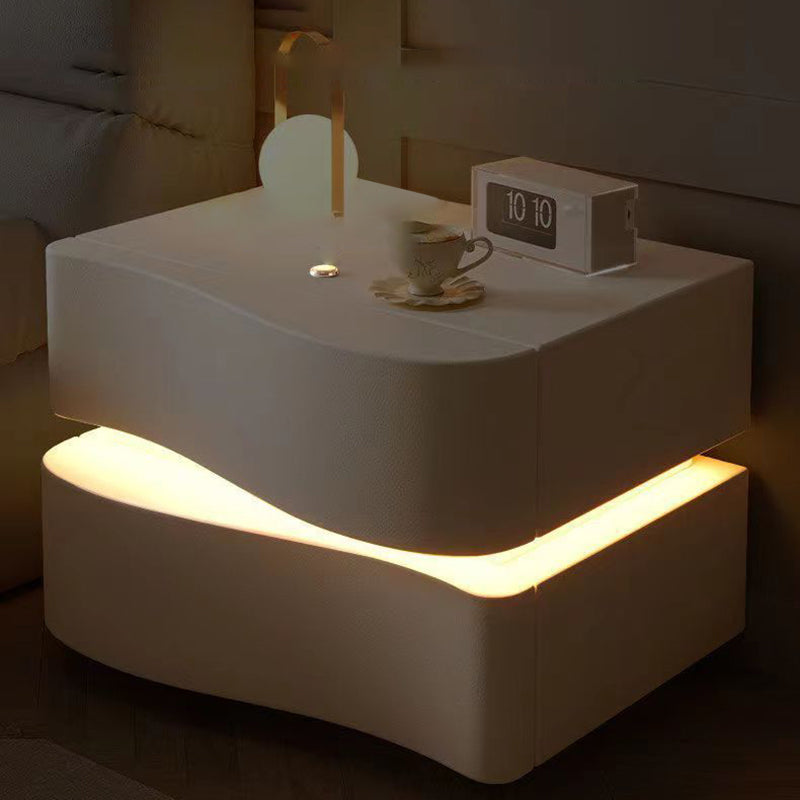 Modern Leather Nightstand 2-Drawer