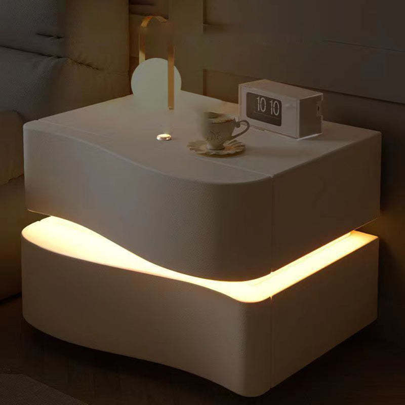 Modern Leather Nightstand 2-Drawer