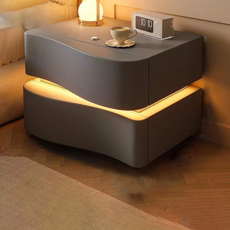 Modern Leather Nightstand 2-Drawer