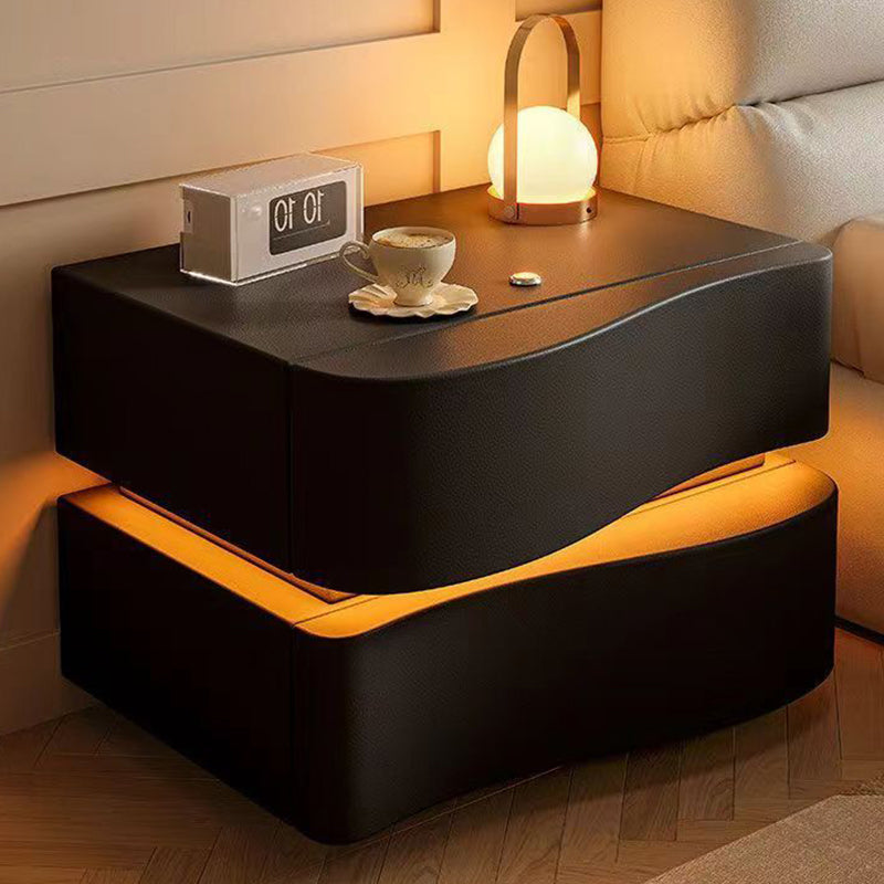 Modern Leather Nightstand 2-Drawer