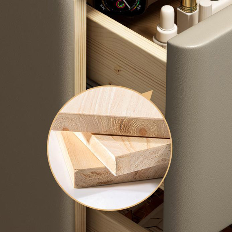 Modern Rock Slab Leather Metal Nightstand