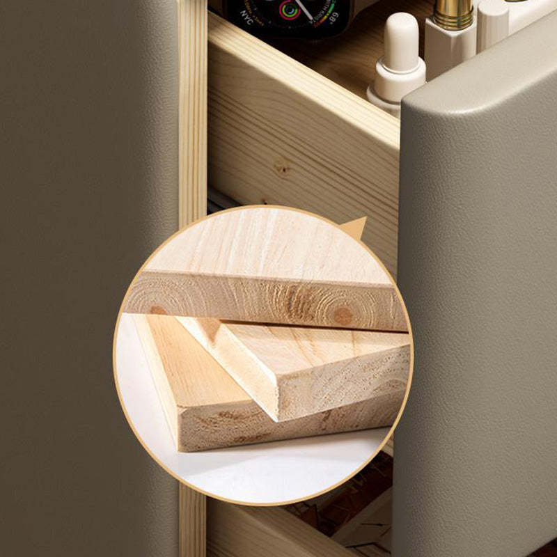 Modern Rock Slab Leather Metal Nightstand