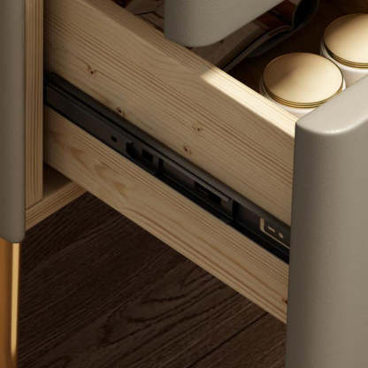 Modern Rock Slab Leather Metal Nightstand