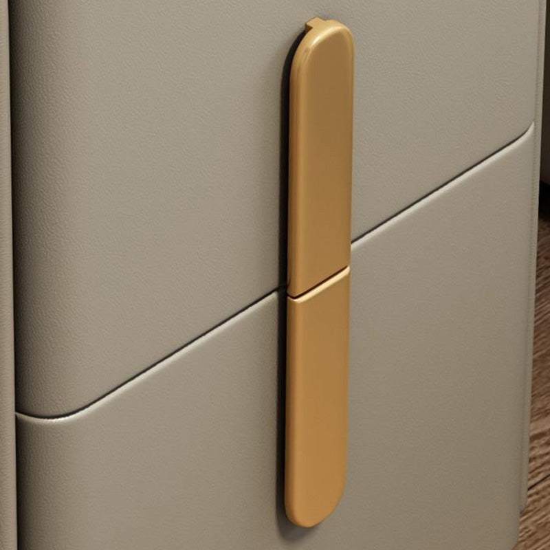 Modern Rock Slab Leather Metal Nightstand
