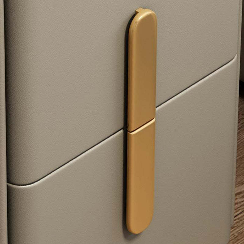 Modern Rock Slab Leather Metal Nightstand