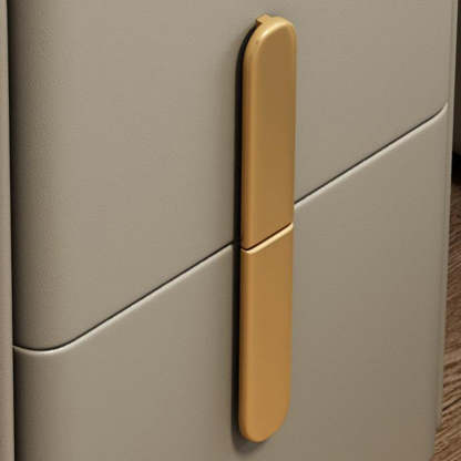 Modern Rock Slab Leather Metal Nightstand
