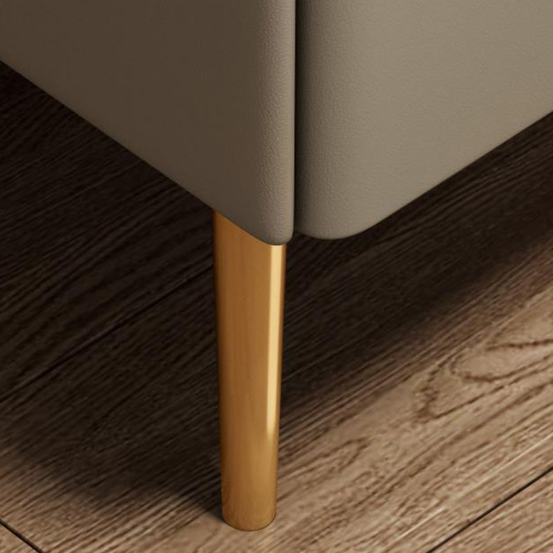 Modern Rock Slab Leather Metal Nightstand