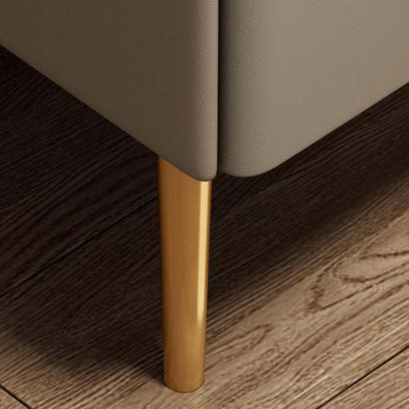 Modern Rock Slab Leather Metal Nightstand