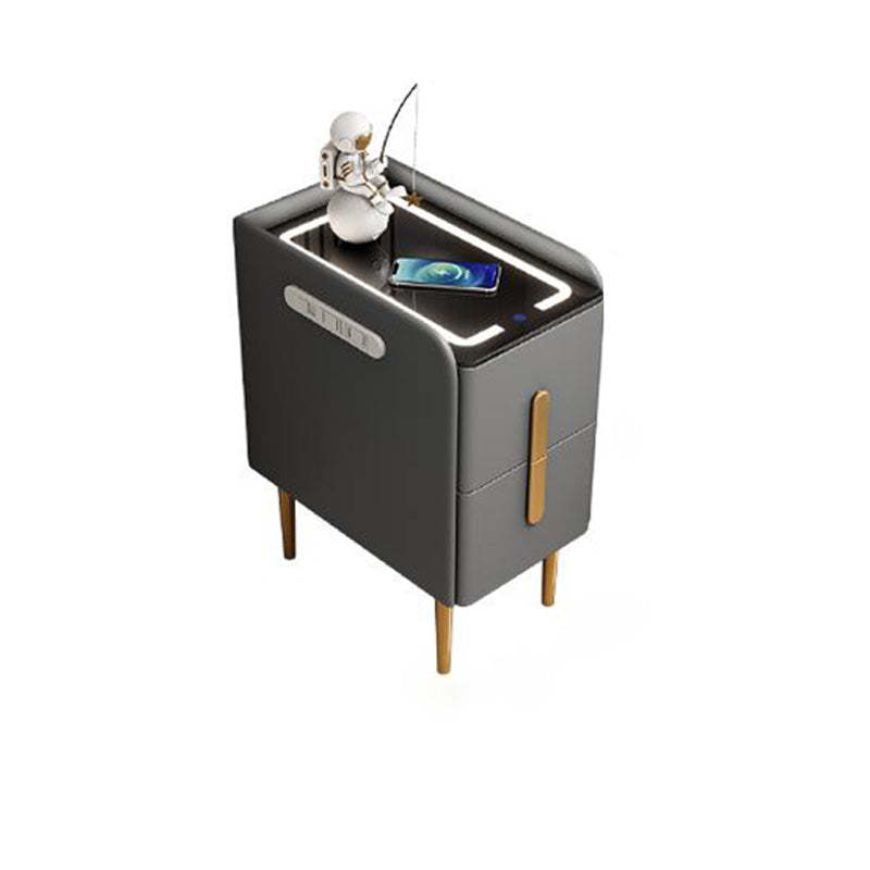 Modern Rock Slab Leather Metal Nightstand