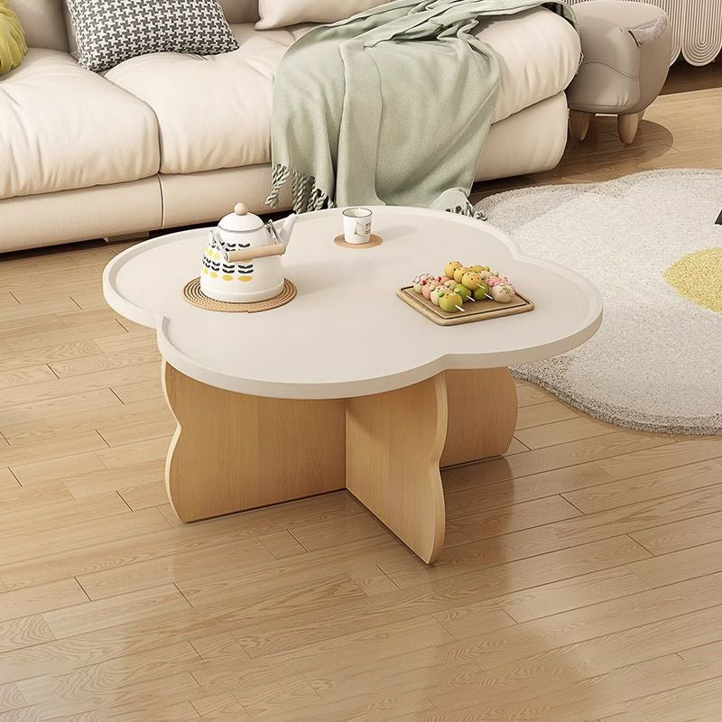 Minimalist Clover Round Wood Coffee Table — A - Single Coffee Table