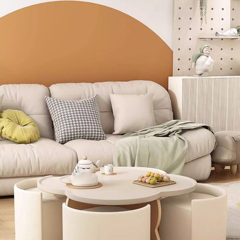 Minimalist Clover Round Wood Coffee Table