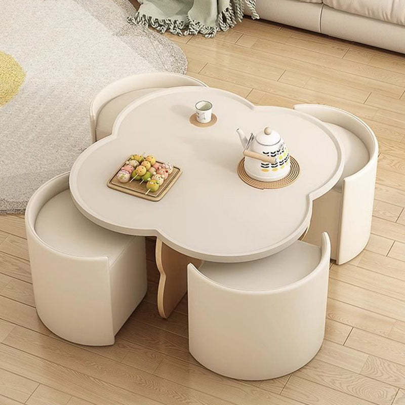 Minimalist Clover Round Wood Coffee Table