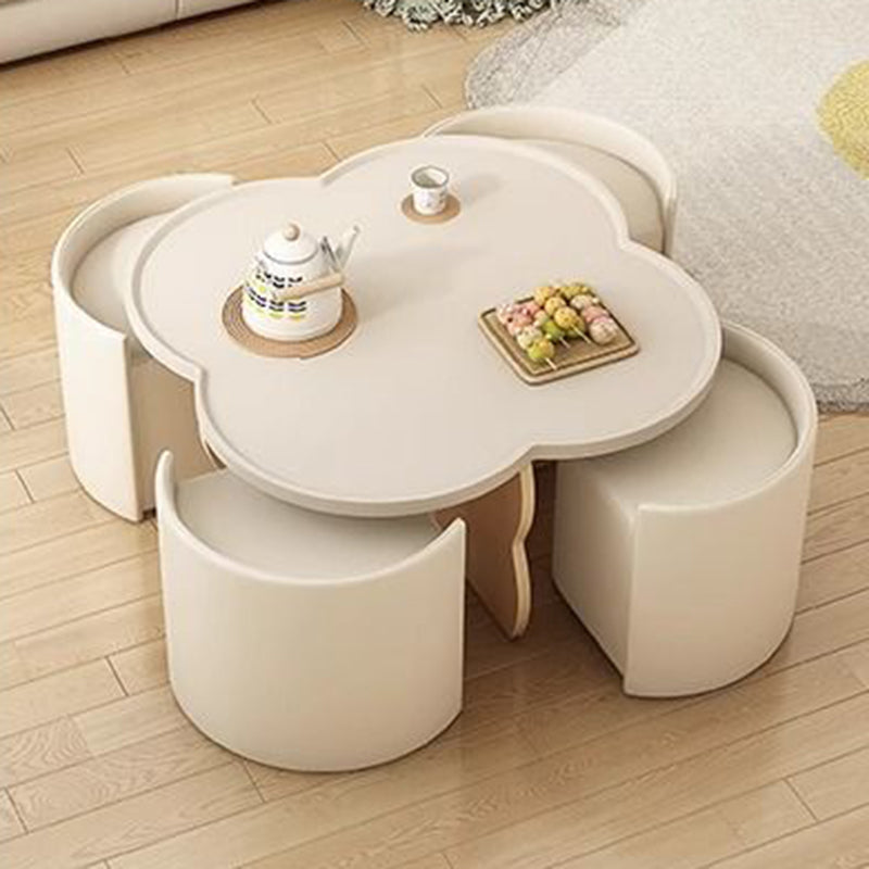 Minimalist Clover Round Wood Coffee Table