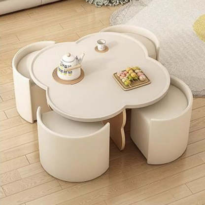 Minimalist Clover Round Wood Coffee Table