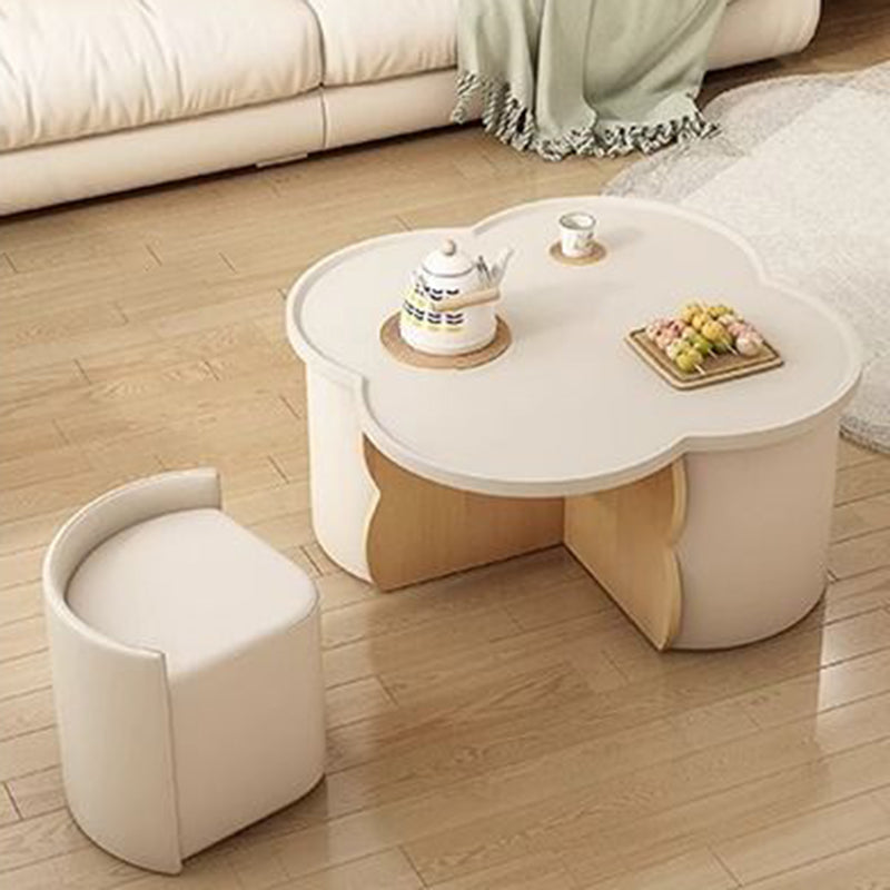 Minimalist Clover Round Wood Coffee Table