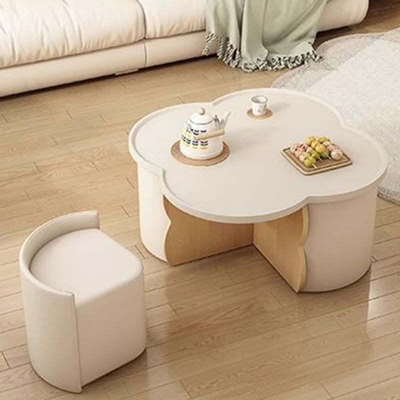 Minimalist Clover Round Wood Coffee Table