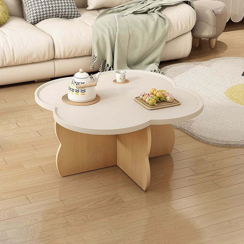 Minimalist Clover Round Wood Coffee Table — A - Single Coffee Table