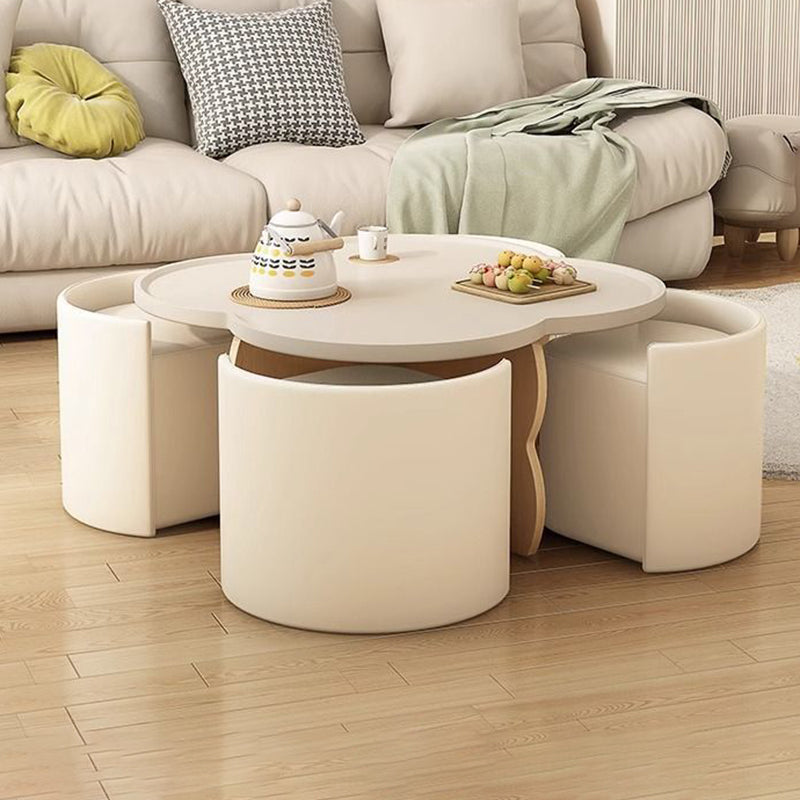 Minimalist Clover Round Wood Coffee Table